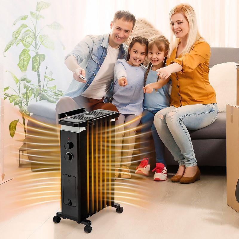 Costway 1500W Oil Filled Radiator Heater Electric Space Heater w/ Humidifier White\Black