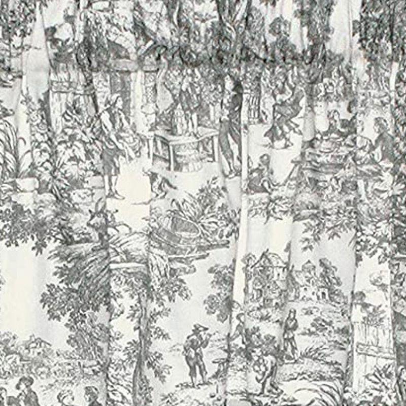 Ellis Curtain Victoria Park Toile Water Proof Room Darkening Blackout Tailored Window Valance - 70 x 12, Gray