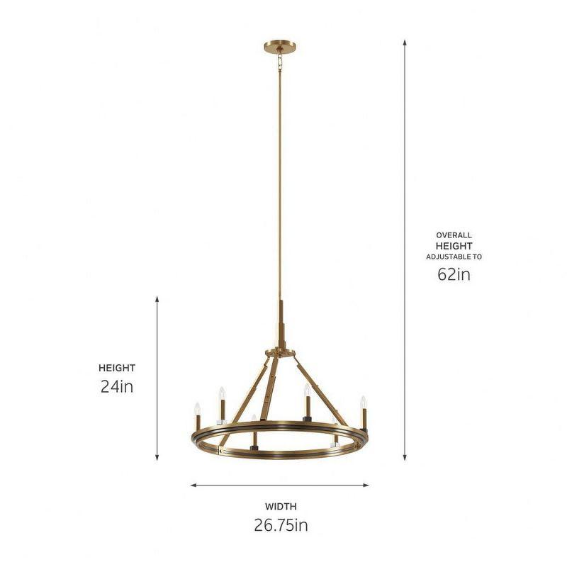 Emmala™ 24 inch 6 Light Chandelier in Brushed Natural Brass and Black