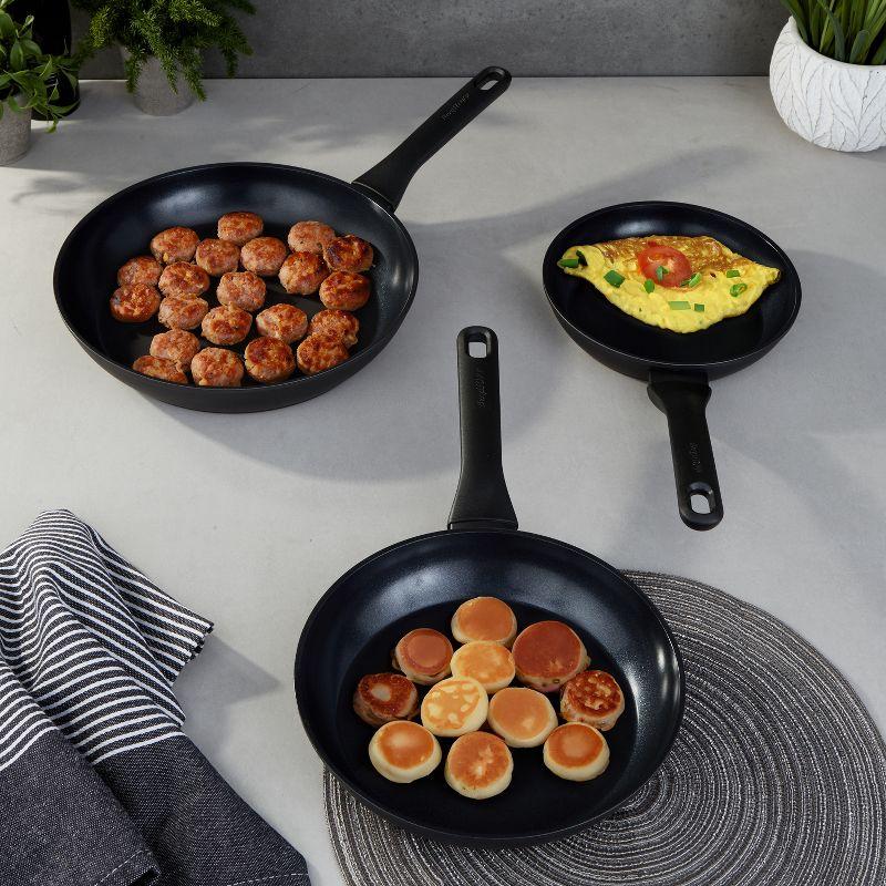 BergHOFF Helix Nonstick Ceramic Frying Pan 9.5", Recycled Aluminum, Black