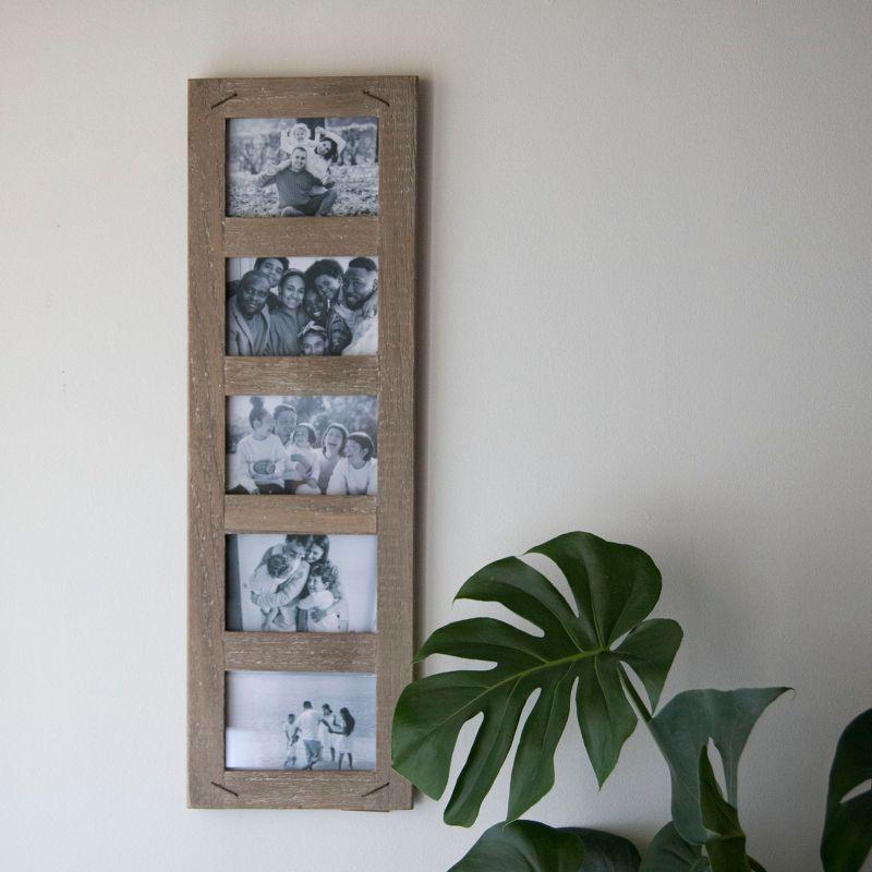 4 x 6 inch Decorative Distressed Wood Picture Frame with Nail Accents - Holds 5 4x6 Photos - Foreside Home & Garden