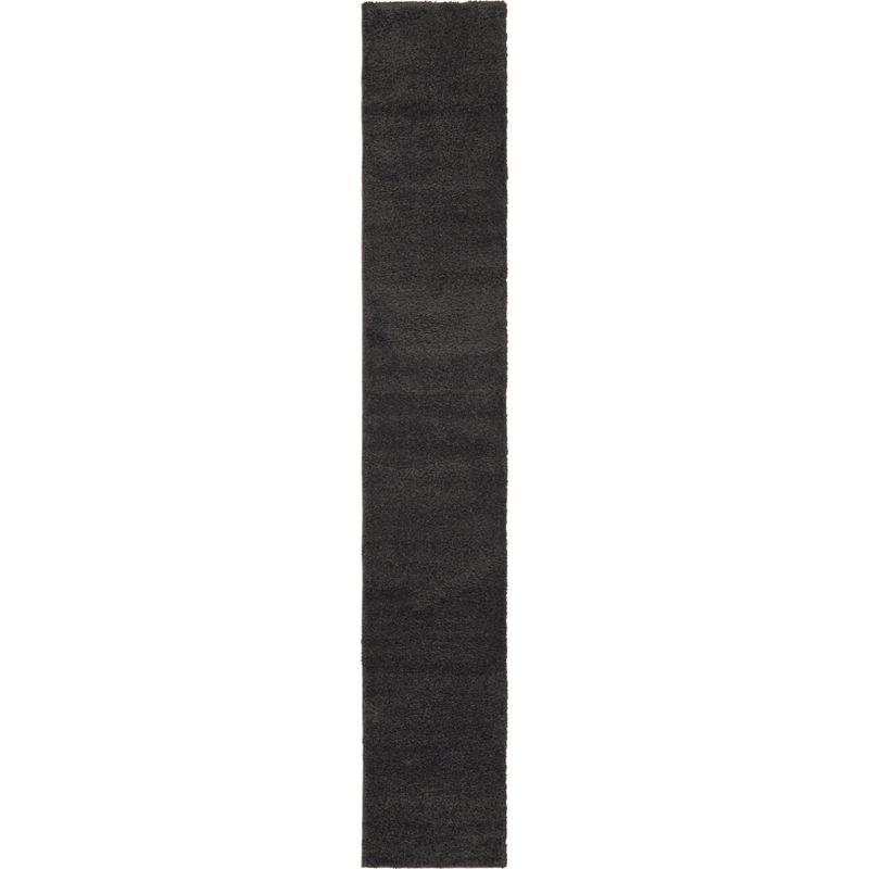 Charcoal Black Easy-Care Shag Runner Rug for Indoor Use