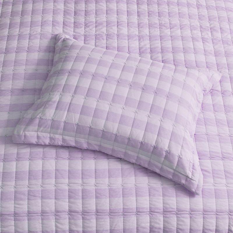 Sweet Home Collection Oversized Prewashed Checkered Plaid Embroidered Vintage Soft Quilt Set