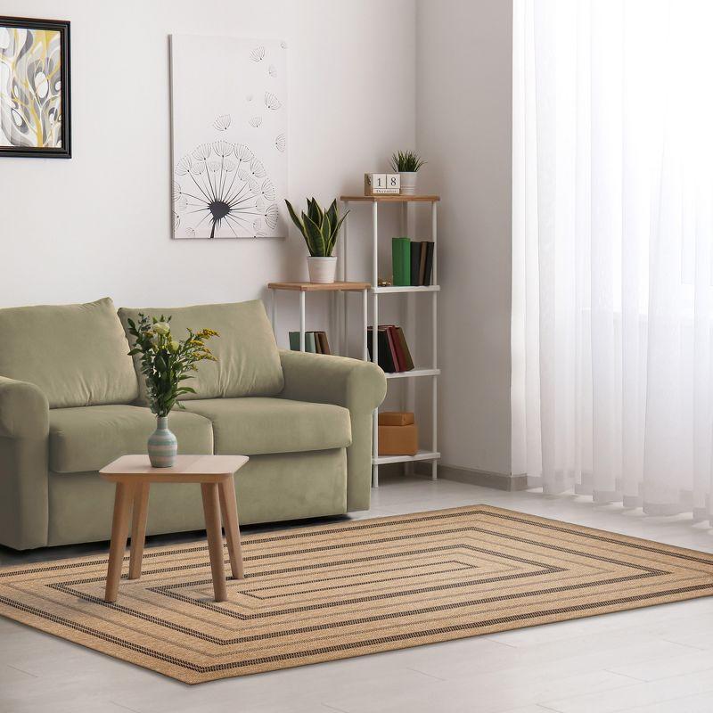 Liora Manne Sahara Multi Border Indoor/Outdoor Rug Natural 6'6" x 9'4"