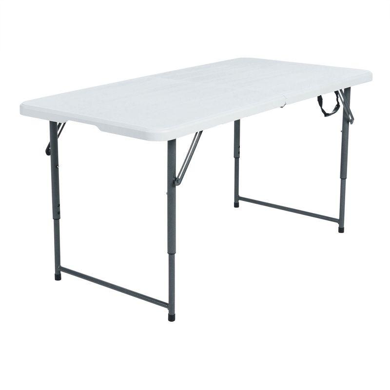 White Rectangular Plastic Folding Table with Steel Legs, 4-Foot