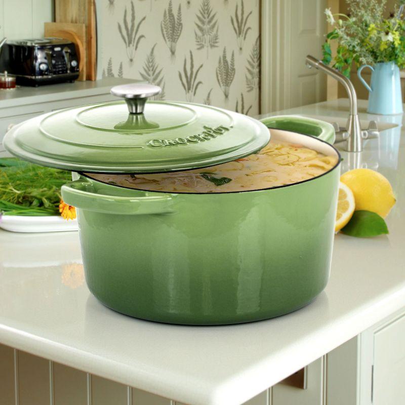 Crock-Pot Artisan 2 Piece 7 Quarts Enameled Cast Iron Dutch Oven in Pistachio Green