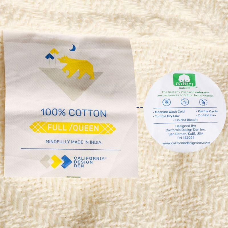 Bed Blanket | Soft 100% Cotton | Herringbone Design | All-Season Thermal Layering by California Design Den - Ivory, King (106" x 94")