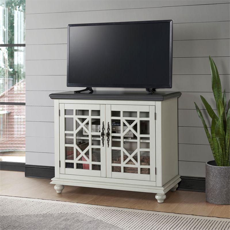 Parisian Antique Market Inspired White and Gray TV Stand