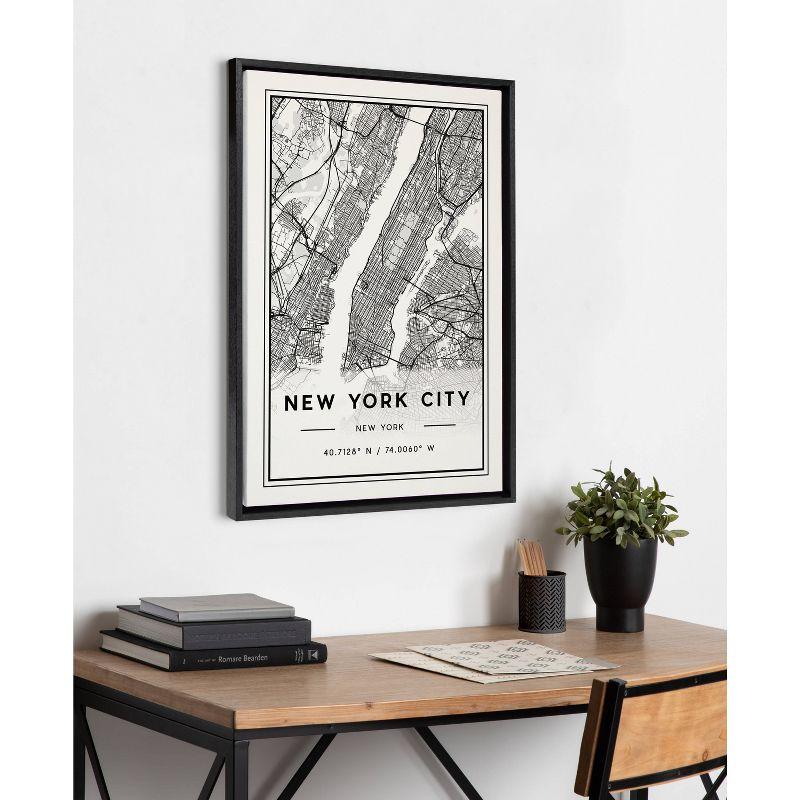 23" x 33" Sylvie New York City Modern Framed Canvas by Jake Goossen Black - Kate & Laurel All Things Decor