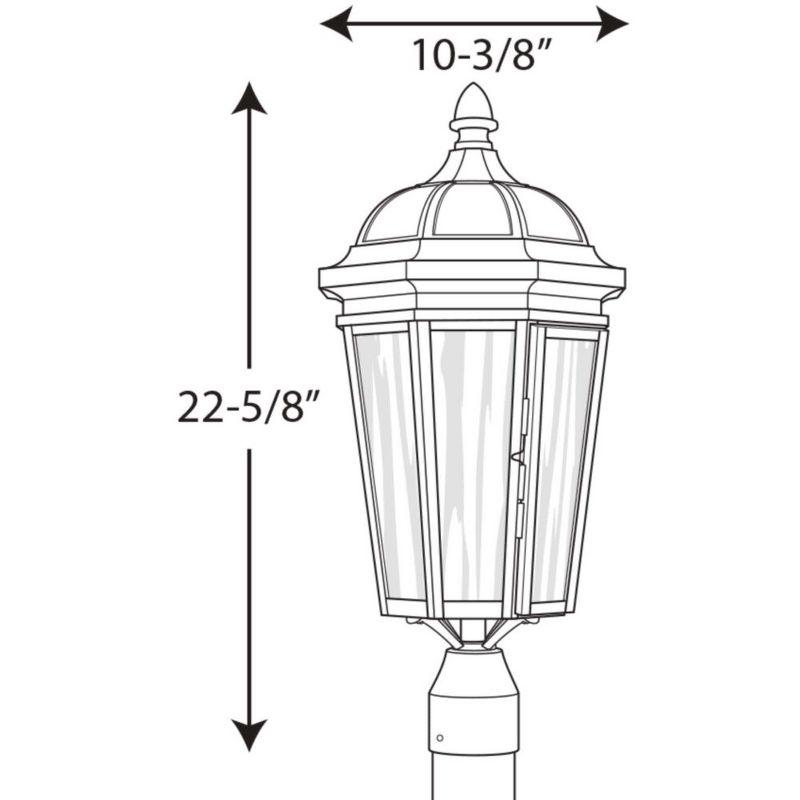 Verdae Black Three-Light Post Lantern with Clear Seeded Glass