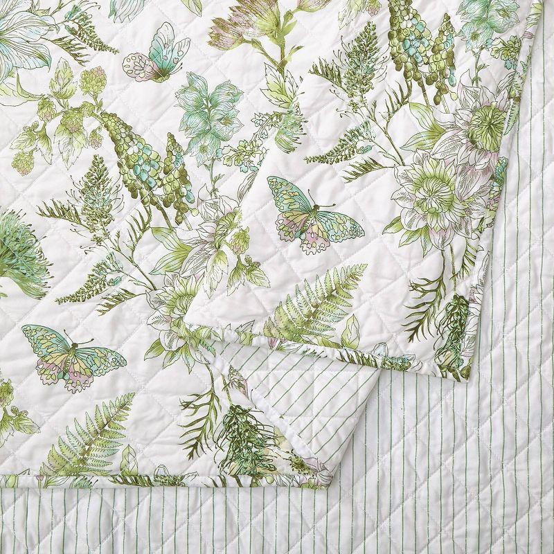 Modern Heirloom Full/Queen Quilt Botanical Floral Green