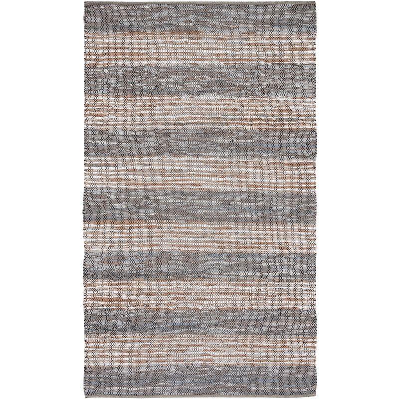 Vintage Leather VTL204 Hand Woven Area Rug - Grey/Natural - 5'x8' - Safavieh.