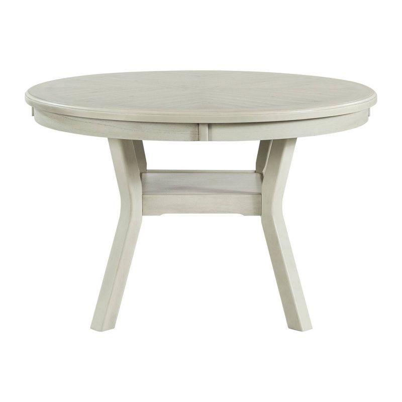 Transitional Gray Wood Round Dining Table with Storage Shelf