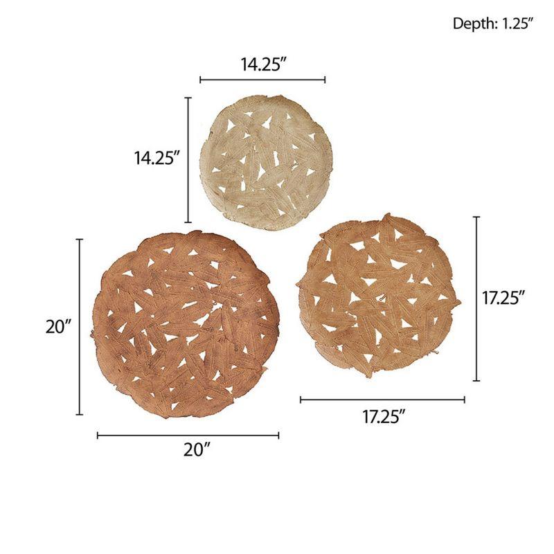 Latitude Run® Textured Feather 3-Piece Metal Disc Wall Decor Set