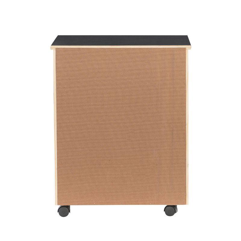 Cary Transitional 6 Drawer Solid Wood Contoured Handle Cut Out Wide Roll Cart Black - Linon: Pine Frame, Farmhouse Style, Portable Storage