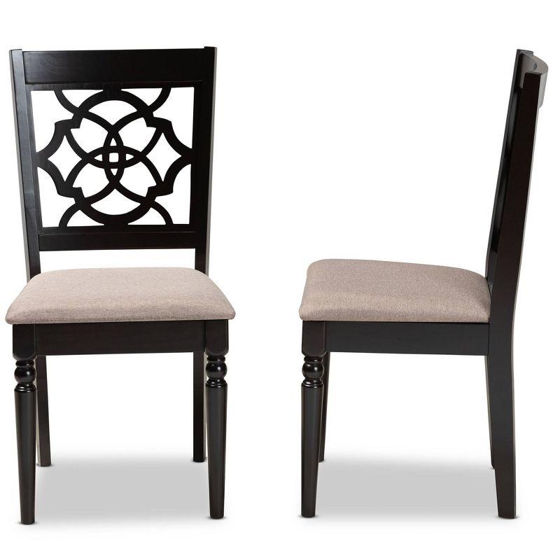 2pc Renaud Fabric Dining Chair Set with Cut-Out Back Design - Baxton Studio: Oak Wood, Foam Padding