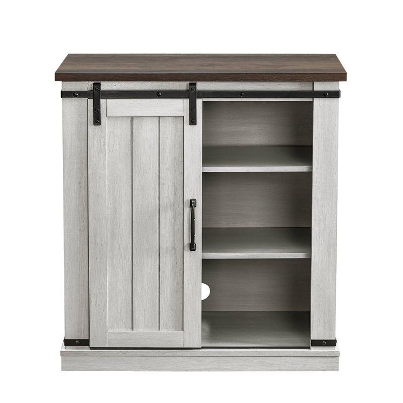 Coast-to-Coast Barn Door TV Stand in Off-White with Adjustable Shelves