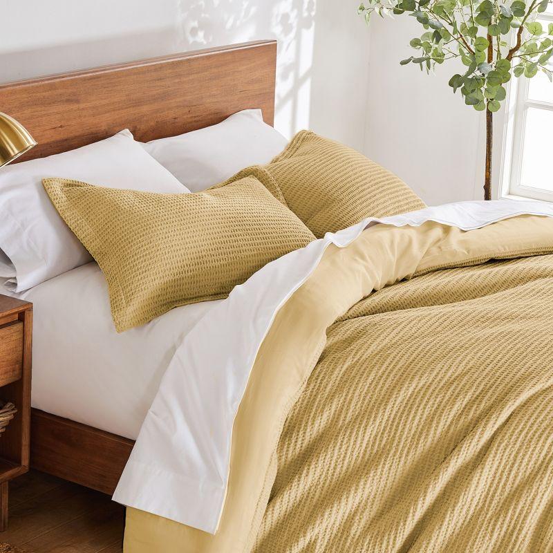 Ochre Organic Cotton King Waffle Weave Duvet Set