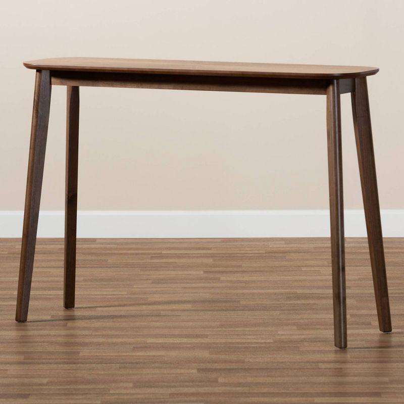 Baxton Studio Wendy Wood Console Table Walnut: Rubberwood Entryway Furniture, Sunburst Pattern, Mid-Century Design