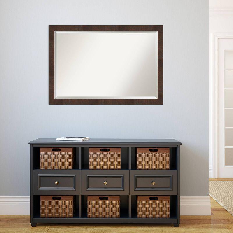 39"x27" Wildwood Narrow Framed Wall Mirror Brown - Amanti Art: Beveled, Rectangular, Polystyrene Frame