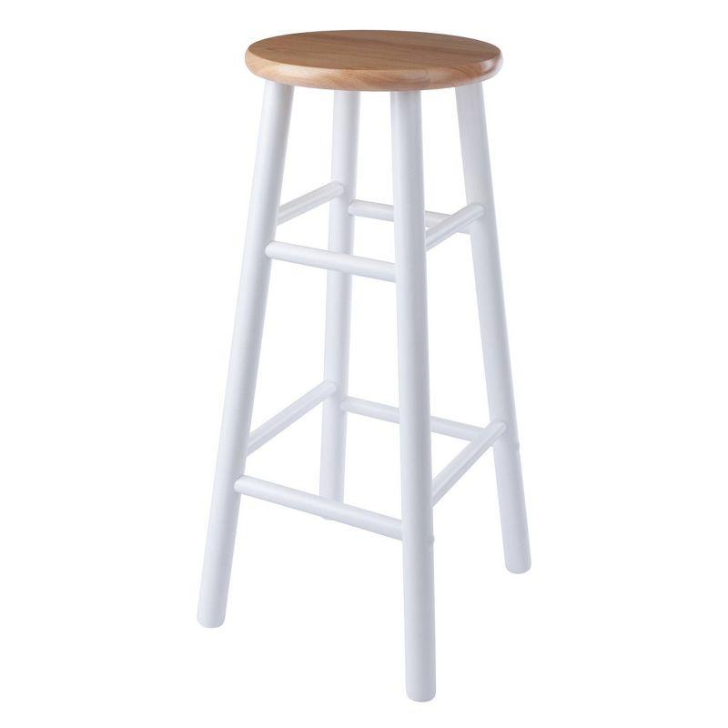 Winsome 2pc 29" Huxton Barstools Natural/White: Round Wood Frame, Fixed Height, Spot Clean