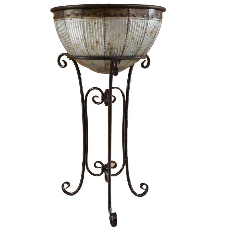 Vintiquewise Galvanized Metal Standing Beverage Cooler Tub with Liner