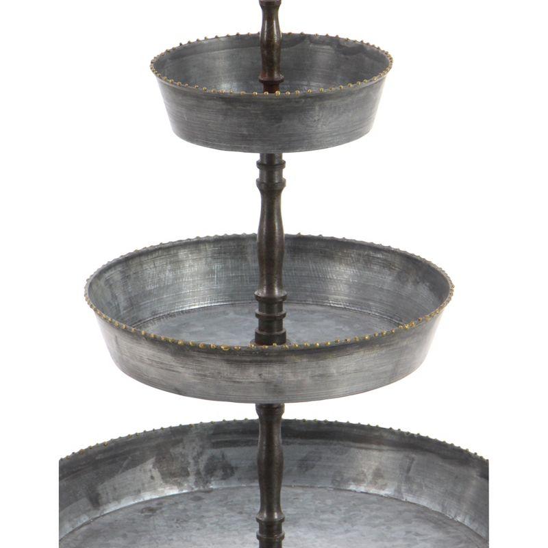 Tiered Serving Tray - Black/Silver - Olivia & May: Metal 3 Tier Stand for Desserts, Farmhouse Style Decor, Easy to Clean