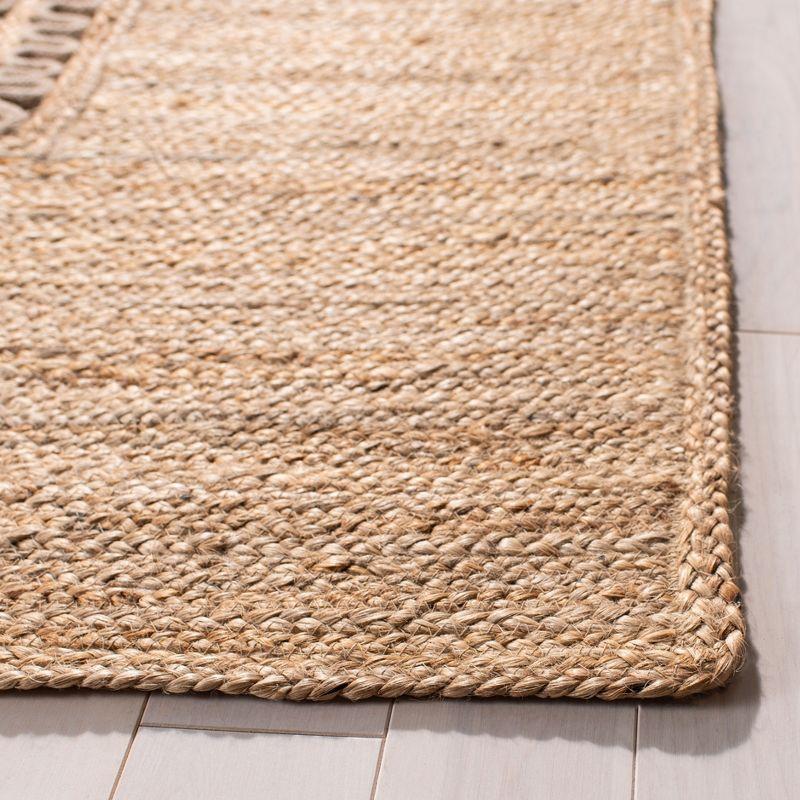 Beige Hand-Knotted Jute Rectangular Area Rug 4' x 6'