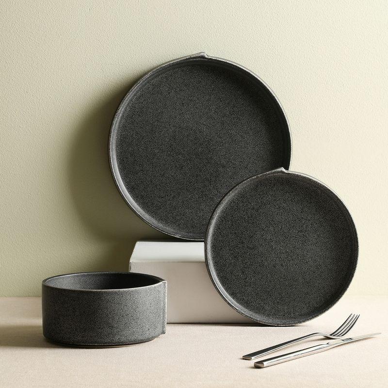 Charcoal Ceramic 24-Piece Dinnerware Set, Service for 8