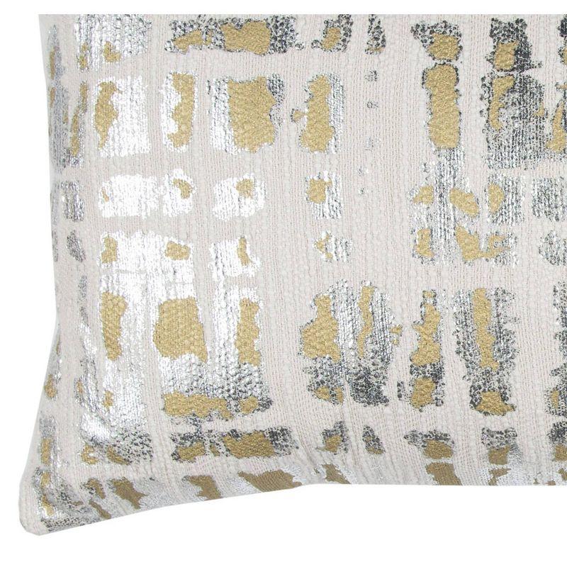 14"X26" Oversized Geometric Lumbar Throw Pillow Silver/Gold - Rizzy Home Cover: Canvas Cotton, Hidden Zipper