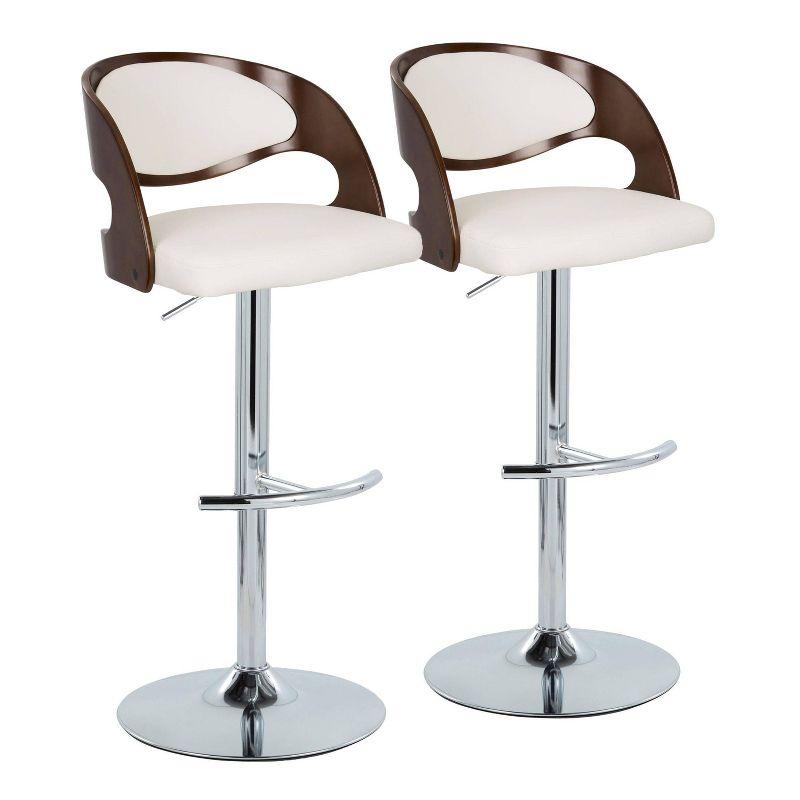 Set of 2 Pino Adjustable Barstools Cherry/White - LumiSource: Upholstered, Footrest, Counter Height