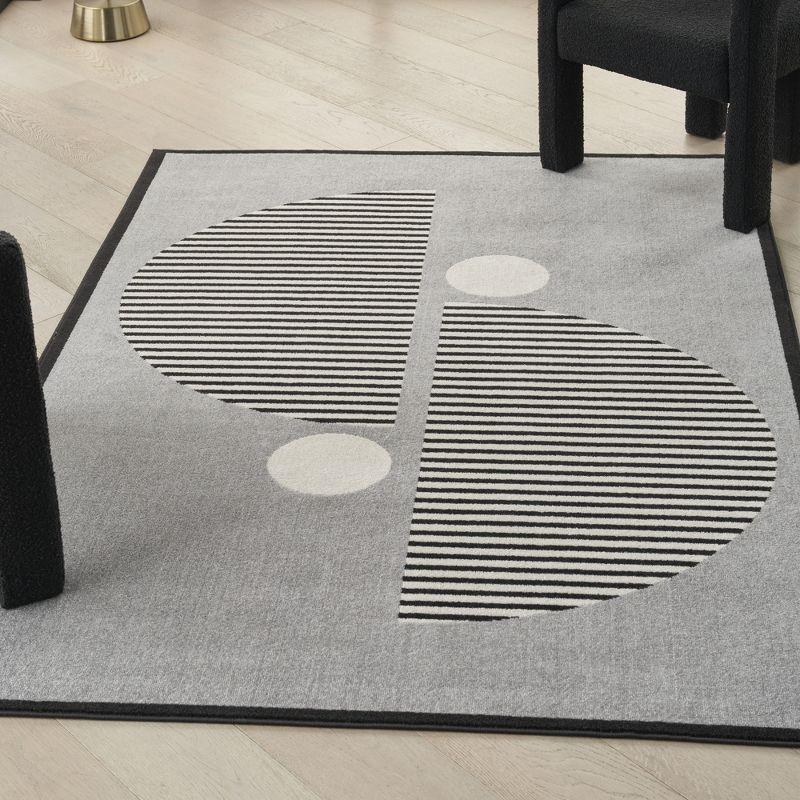 Mid-Century Modern Geometric Grey/Black Synthetic Area Rug 6' x 9'