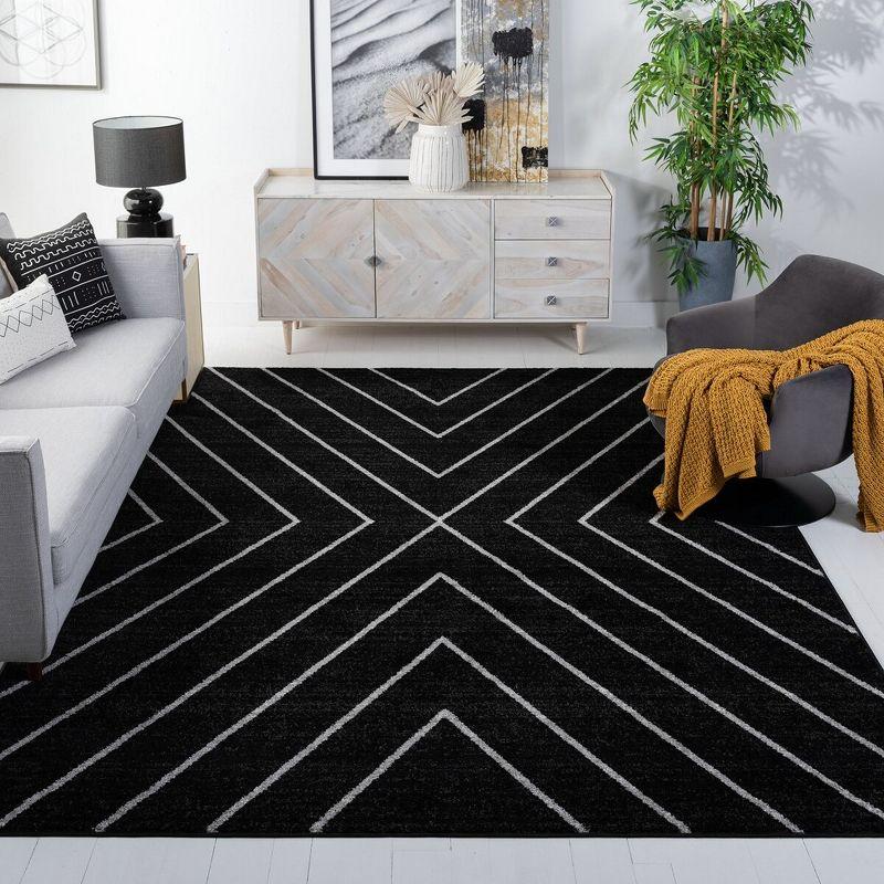 Black and Light Gray Geometric Synthetic Area Rug, 8' x 10'