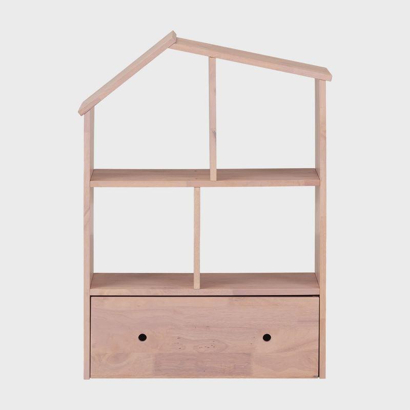 Natural Wood Kids Bookcase with Storage Cubes