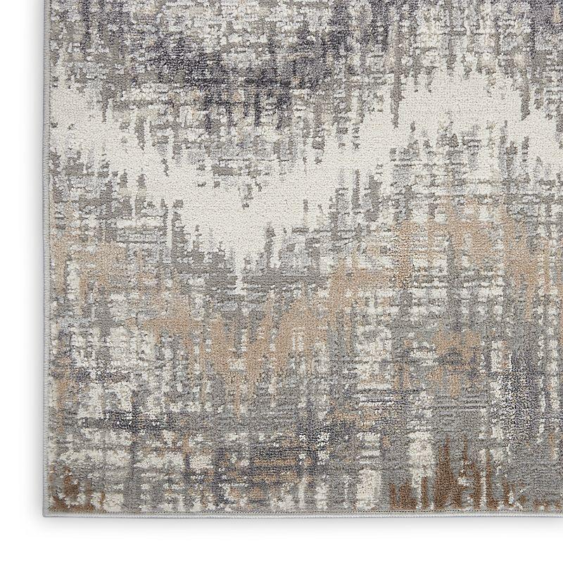 Modern Abstract Chevron 8' x 10' Grey Ivory Synthetic Area Rug