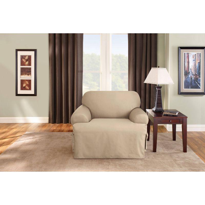 Tan Cotton Duck T-Cushion Chair Slipcover