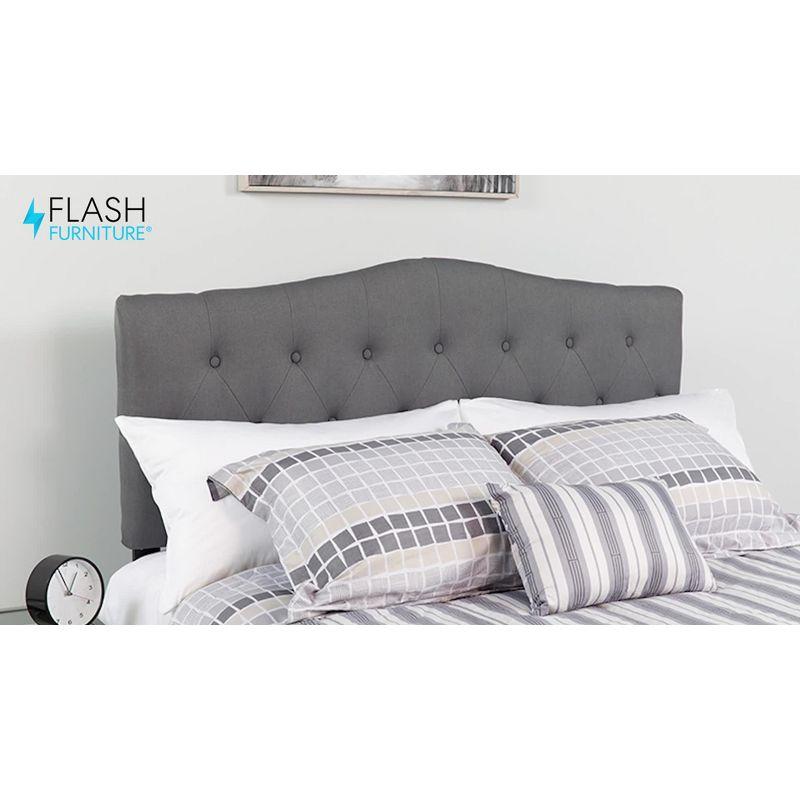 Flash Furniture Cambridge Tufted Upholstered Queen Size Headboard in Dark Gray Fabric