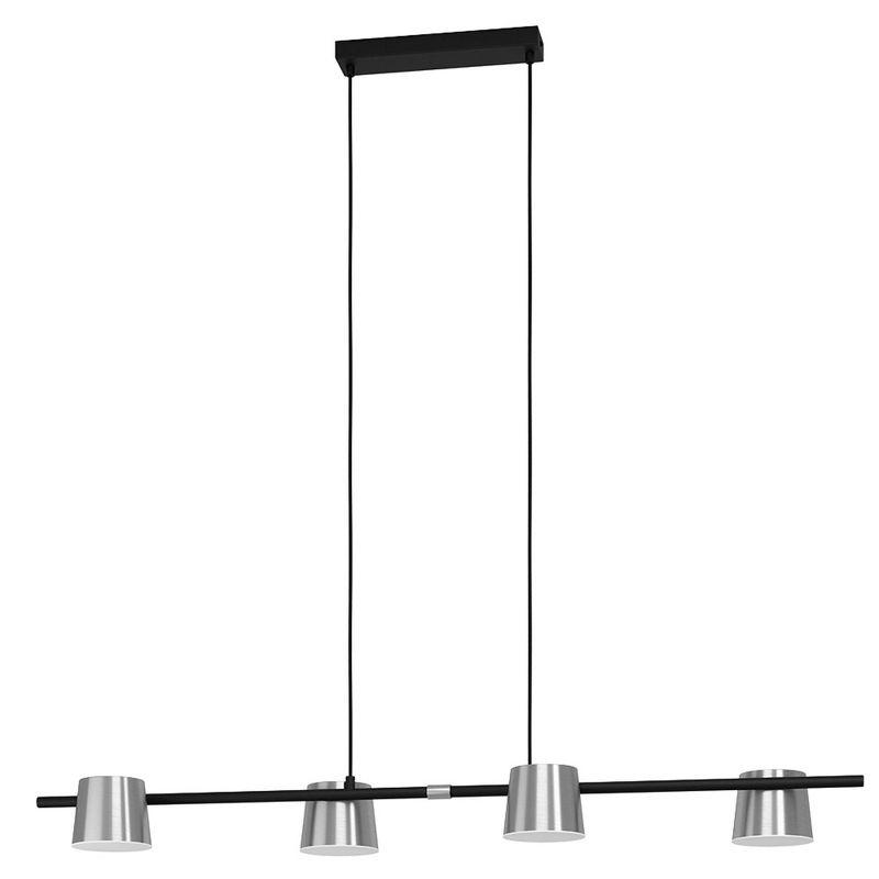 4-Light Altamira Linear Pendant Structured Black Finish with Matte Nickel Shade - EGLO: Contemporary Dining Room & Kitchen Hanging Fixture