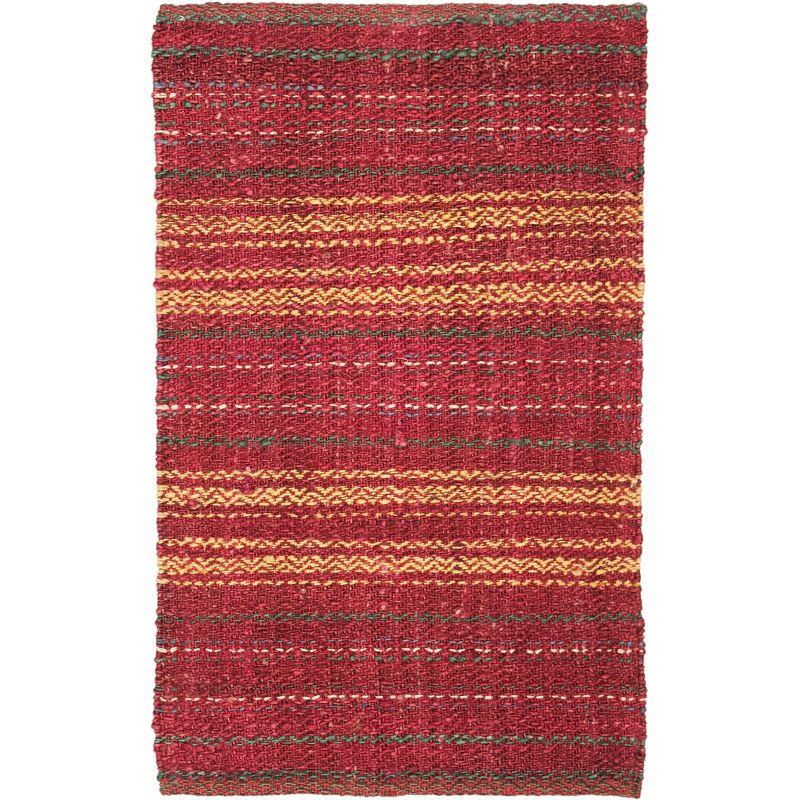 Red and Gold Hand-Knotted Jute Area Rug 3' x 5'