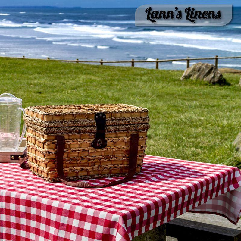 Red and White Gingham Checkered Polyester Tablecloth