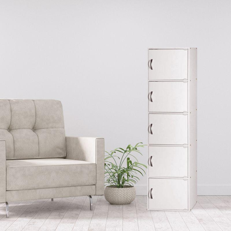 Sleek White Engineered Wood 5-Shelf Multipurpose Bookcase