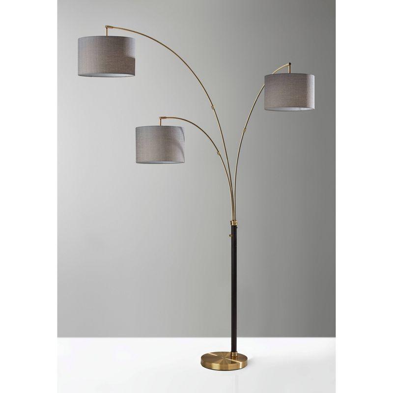 Adesso 3 Arm Bergen Arc Lamp Black: Modern Metal Multi-Head, ETL Listed, No Bulbs Included