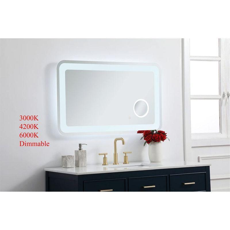 Elegant Lighting Lux 24in x 40in Hardwired LED mirror with magnifier and color changing temperature 3000K/4200K/6000K