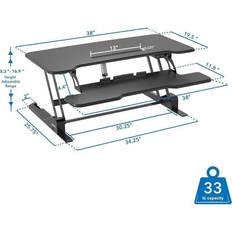 Mount-It! Electric Adjustable Stand Up Desk Converter | 38 in. Wide Tabletop Motorized Standing Desk Riser w/ Keyboard Tray Fits Monitors | Black