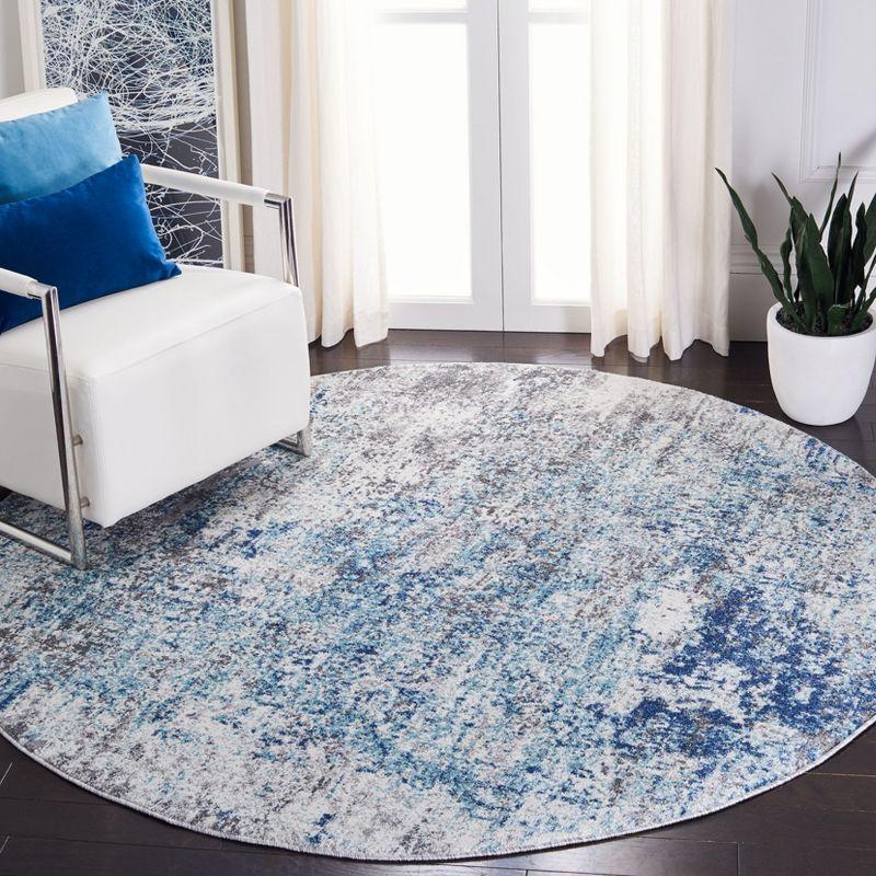 Aston ASN705 Power Loomed Indoor Accent Rug - Light Blue/Grey - 3' Round - Safavieh
