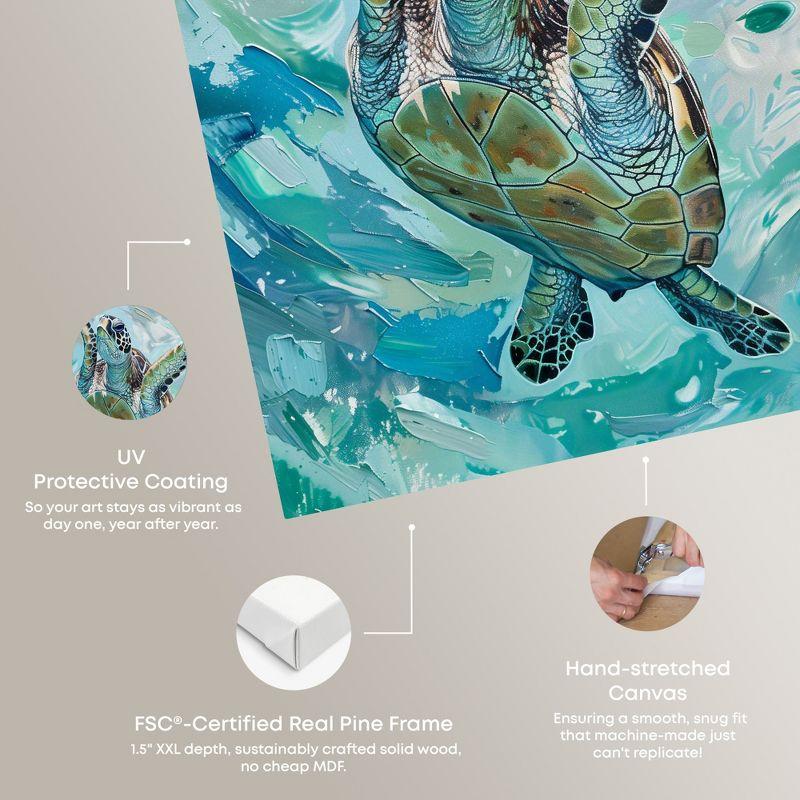 Art Remedy Art Remedy Serene Turtle Framed Colorful Coastal 1 Piece Canvas Wall Art 57715