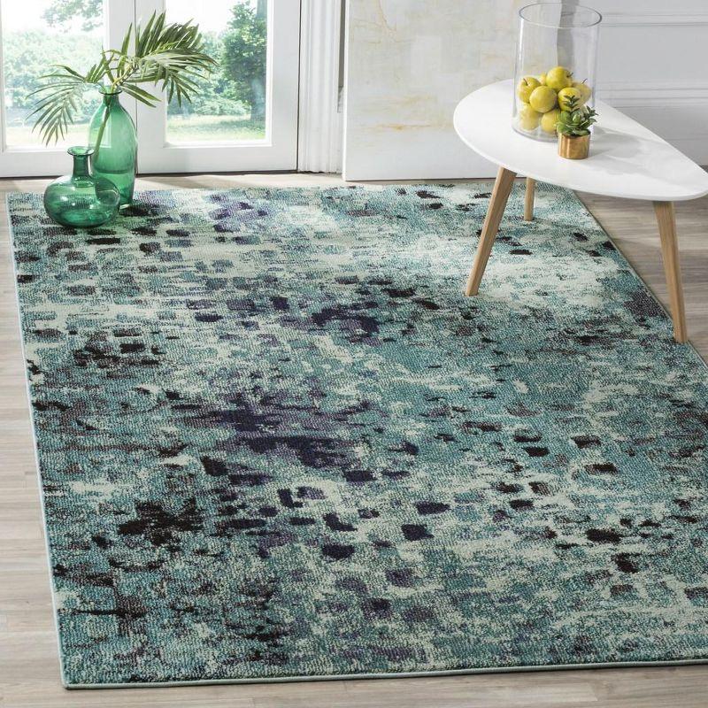 Light Blue Geometric Easy-Care Synthetic 3' x 5' Area Rug