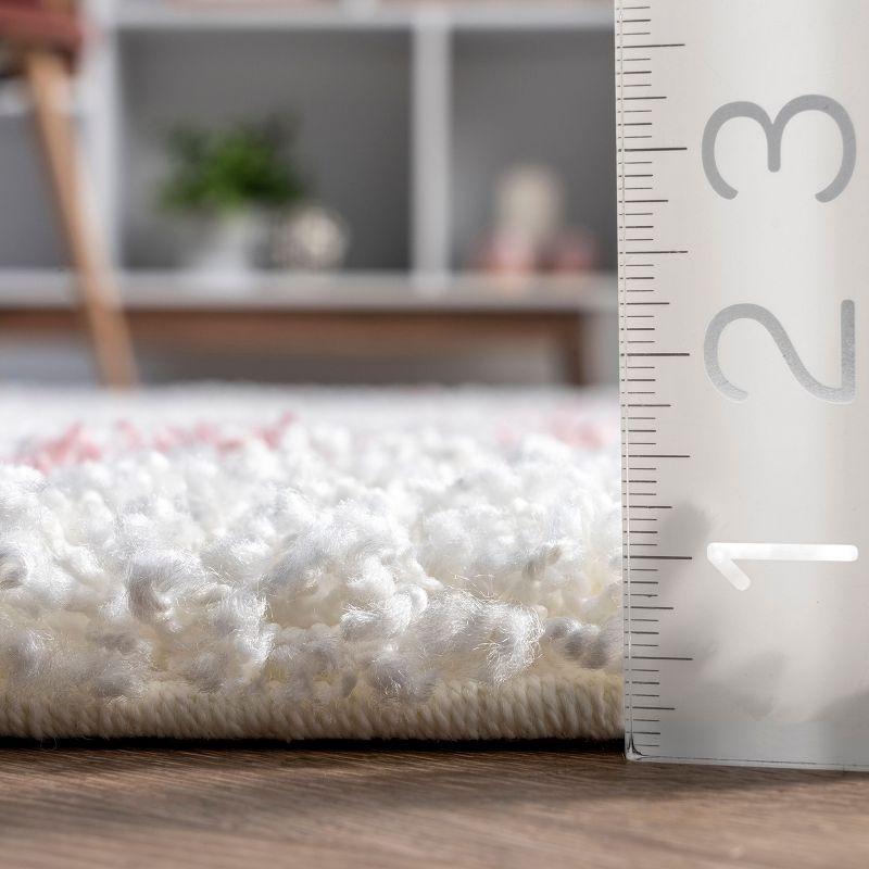 Nuloom Tess Geometric 2x8 Runner Shag Indoor Area Rug for Living Room Bedroom Dining Room Nursery Entryway Hallway, Pink/Ivory