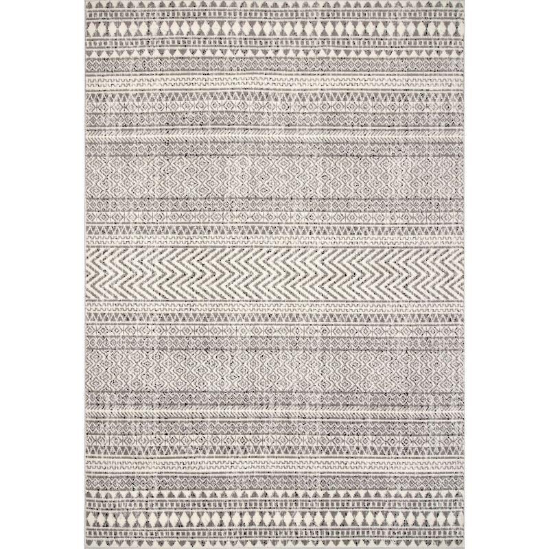 Modern Geometric Gray 10' x 14' Easy-Care Synthetic Area Rug