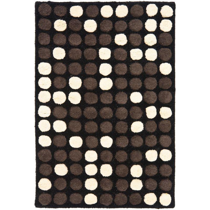 Soho Black and White Hand-Tufted Wool Round Rug